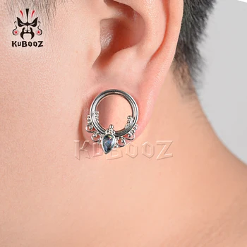 KUBOOZ nowa dostawa popularne ze stali nierdzewnej okrągły Cyrkon zatyczki do uszu tunele ekspandery Piercing biżuteria do ciała, kolczyki czujniki 8-25 mm