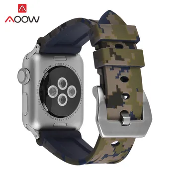 Kamuflaż pasek silikonowy pasek dla Apple Watch 4 5 38 mm 42 mm 40 mm 44 mm Kobiety Mężczyźni wymiana paska bransoleta do zegarka iwatch 1 2 3