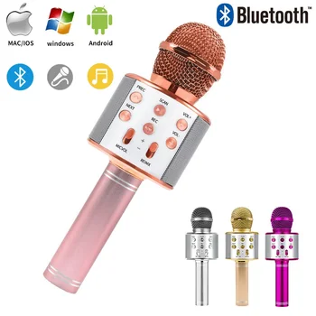 Karaoke Mikrofon Profesjonalny Bluetooth, Mikrofon Bezprzewodowy Głośnik Ręcznie Studyjny Nagrywania Na Mikrofon, Odtwarzacz Muzyczny Śpiew