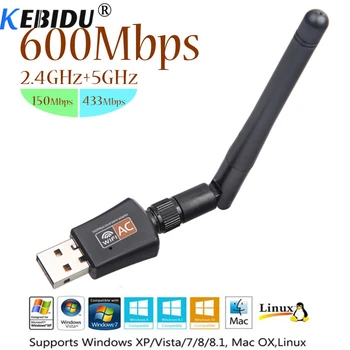 Kebidu bezprzewodowy USB WiFi adapter 600 Mb / s z anteną PC karta sieciowa dual-band 2.4+5.8 Ghz usb Lan Ethernet odbiornik 802.11 ac