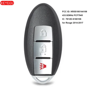 Keyecu Smart Remote Key Fob 2+1 przycisk 433.92 Mhz PCF7939M 4A chip do Nissan Rouge-2017 FCC ID: S180144105