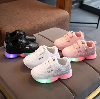 Kids LED Luminous Shoes Mesh dla Dzieci buty dla chłopców, dziewcząt Light Up trenerzy dziecięce buty sportowe buty czysta 1 2 3 4 5 6 Y