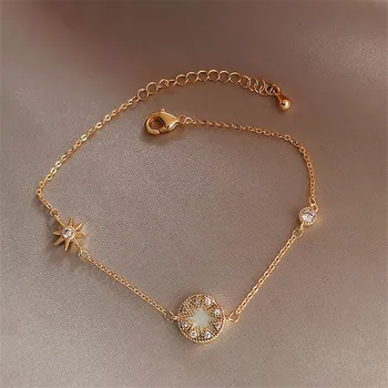 Klasyczna moda cyrkonia złoty łańcuch bransoletka kobieta Korea nowy szczęśliwy bransoletka mankiet partia biżuterii jubileuszowy prezent dla dziewczyny
