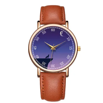Klasyczna moda tajemniczy Wilk kwarcowy zegarek Kwarcowy zegarek skóra Mężczyźni Kobiety bransoletka zegarek relogio masculino