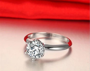Klasyczne 6 pazurów 925 srebrne pierścionki dla kobiet wykwintne biżuteria 2.0 ct Diamant ślubne akcesoria do zaręczyny Bijoux Drop Shipping