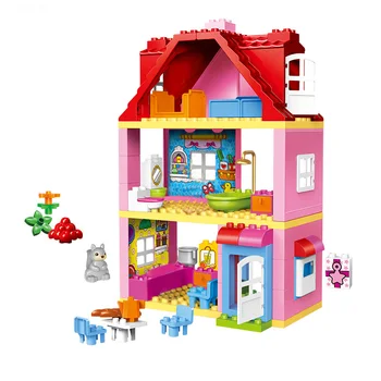 Klocki są kompatybilne z Duploed duży rozmiar dziewczyna księżniczka zestawy rodzinny dom cegły cegły bloki zabawki dla dzieci