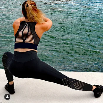 Kobiecy wzór strój do jogi odzież sportowa fitness sport dla kobiet siłownia treningowy zestaw 2-częściowy strój do jogi sportowe biustonosze+legginsy zestawy