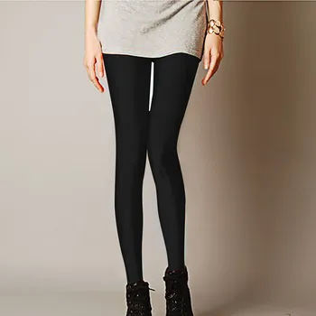Kobiety Błyszczące Spodnie Legginsy Sprzedaż Legginsy Jednolity Kolor Fluorescencyjny Elastan Elastyczność Casual Spodnie Legginsy Shinny