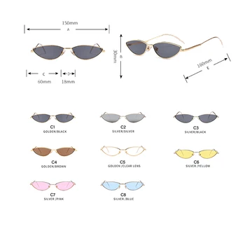 Kocie oko owalne okulary dla kobiet, vintage marki mały metalowy stelaż kolor czarny okulary odcienie dla kobiet projektant mody Люнетт
