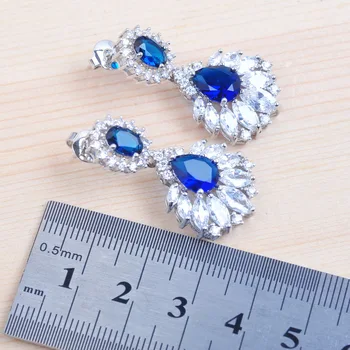 Kolor srebrny zestaw biżuterii dla kobiet pierścień Kryształ wisiorek kolczyki i naszyjnik zestaw romantyczny artystycznej letni styl QS0475
