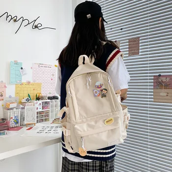 Koreański styl plecak dla kobiet Ins sprzedaż codzienny prosty boczne kieszenie retro Harajuku szkolna torba studenci pary plecak nowy