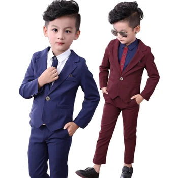Kostiumy dla dzieci blezery jesień Baby Boys Suits Set formalna koszula, płaszcz, spodnie, garnitur ślubny dla chłopców Party Wear bawełniane ubrania dla Dzieci
