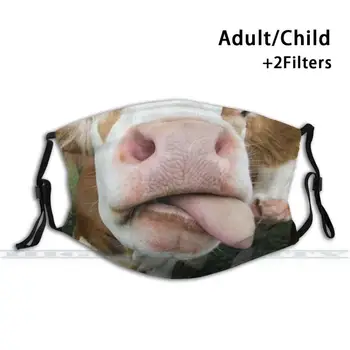 Krowa kochanek śmieszną twarz mleko zwierzę słodkie zwierzęta prezenty z językiem lizać drukowanie 3d wielokrotnego użytku usta Maska zmywalny filtr