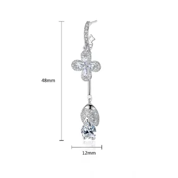 Królowa Lotos rocznika długo kropla kolczyk biżuteria Kryształ kwiat kolczyki dla kobiet koreański oświadczenie kolczyki ślubne biżuteria