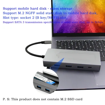 Kshd 8in1 usb c stacja dokująca PD zasilacz przenośny dysk na M. 2 SSD koncentratora hdmi przekonwertować ype-c dla komputera Mac laptopa