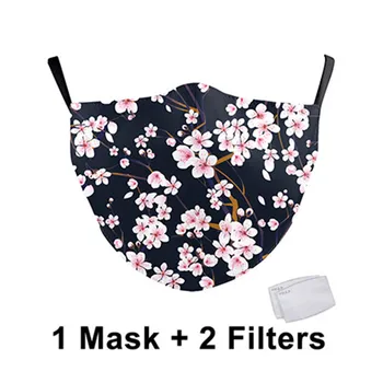 Kwiat maska do twarzy drukowane maski tkanina ochronna PM 2.5 Maska z 2szt aktywnym filtrem моющаяся ekologiczna maska do ust