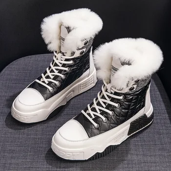 LAASIMI sierść futro kobiety rakiety śnieżne moda Shearling damskie kliny buty buty kobieta naturalna skóra zasznurować buty 2021 nowy