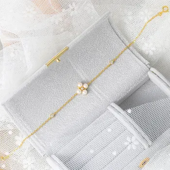 LAMOON słodkowodne perły bransoletka dla kobiet 925 srebro Kobiece bransoletki urok 14 K złotem biżuterii LMHI067