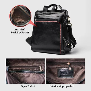 LAORENTOU Women Rucksack Student Backpack Solid Female Fashion Women Split Leather School Bag Lady Plecaki for Teenage Girls