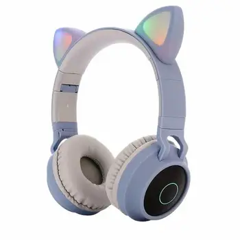 LED Cat Ear-słuchawki Bluetooth 5.0 młodzi ludzie dzieci plac migający zestaw słuchawkowy podświetlona z mikrofonem