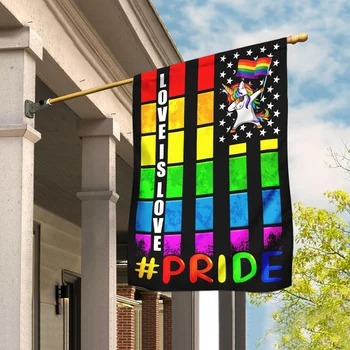 LGBT duma flaga Jednorożec jestem odważny miłość to miłość zewnętrzne dekoracji domu ozdoby do ogrodu ścienny wiszący wytrzymały materiał
