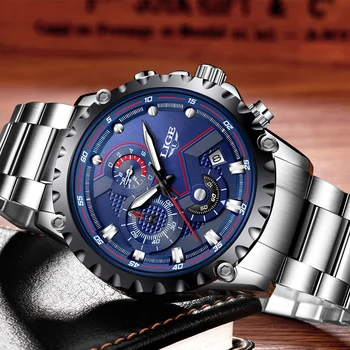 LIGE Top Brand luksusowe analogowe kwarcowy zegarek moda męska sport wodoodporny zegarek armia wojskowy chronograf Relogio Masculino+pudełko