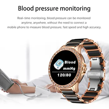 LIGE nowe inteligentne zegarki tętno ciśnienie krwi informacje przypomnienie sportowe wodoodporne inteligentne zegarki damskie Ceramiczne pasek zegarek