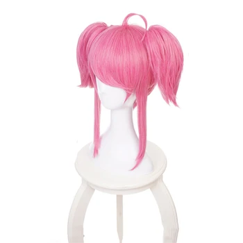 LOL Star Guardian Lux cosplay peruki różowy podwójny koński ogon krótkie odporne włosy syntetyczne wig pelucas