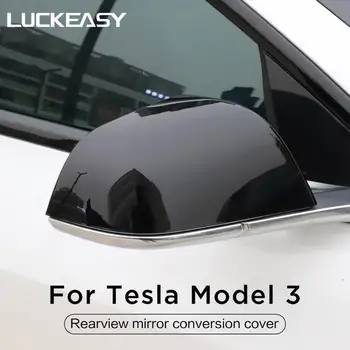 LUCKEASY car kamera wsteczna mirror cover for Tesla Model 3 ABS piano black version kamera wsteczna mirror cover 2 szt./kpl.