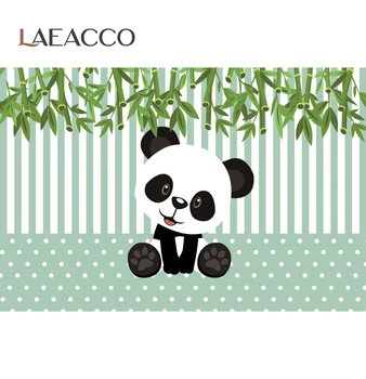 Laeacco Vinyl Panda Urodziny Tło Dla Zdjęcia Czarny Biały Pasek Banner Portret Fotograficzny Tło Photocall