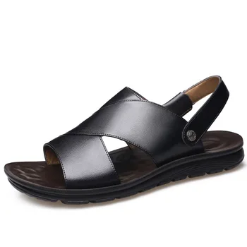 Lato plaża buty męskie sandały buty z miękkim dnem męskie rzymskie wygodne męskie sandały letnie miękkie sandały skórzane dla mężczyzn NALX6