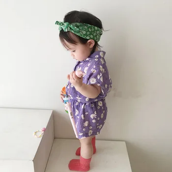 Letnia odzież dziecięca kwiatowy kostium dziecięcy koszulka z krótkim rękawem, szorty zestaw z dwóch części