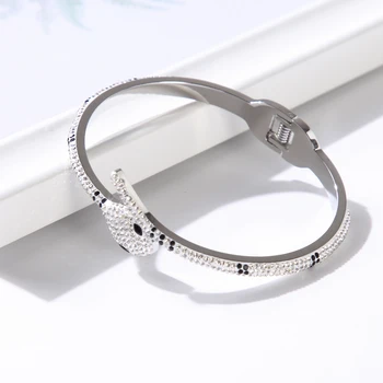 Luksusowe bransoletki ze stali nierdzewnej i bransoletki dla kobiet Lady dziewczyny Modne modne CZ mankiet bransoletka wąż bransoletka biżuteria prezent