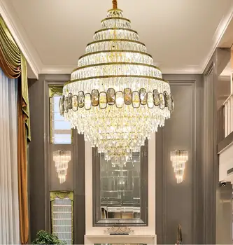 Luksusowy crystal villa duży żyrandol do salonu holu oświetlenie dekoracyjne mieszany kolor kryształowy lampa
