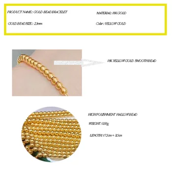 MADALENA SARARA 18K Gold Round Hallow bransoletka Beads Au750 Gold damska bransoletka prawdziwe złoto wykonane regulowany