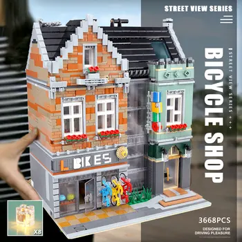 MOC 10004 Street Building Toys Compaitble With 15034 Bike Shop Model Building Blocks Assembly Bricks Kits dla dzieci prezenty świąteczne