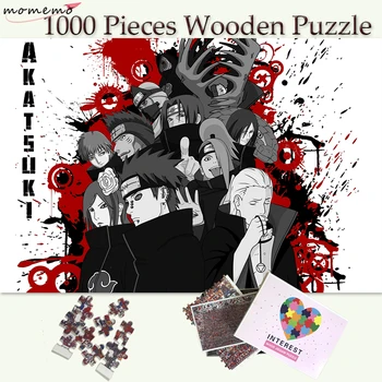 MOMEMO Akatsuki Sekty Wooden Puzzle Customized Naruto Anime 1000 szt. drewniane puzzle dorośli młodzież dzieci puzzle zabawki