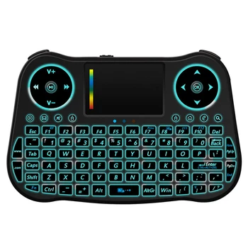 Magicsee Mini Keyboard 2.4 G bezprzewodowa klawiatura 7 kolorowy podświetlany pilot zdalnego sterowania Engilsh rosyjska panel dotykowy Android TV Box PK i8