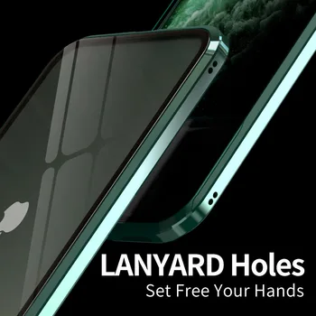 Magnetyczna prywatność podwójny szklany etui dla iPhone 11 6 6S 7 8 X XR anty szpieg metalowy Magnes etui dla iPhone XS 11 Pro Max 6 6S 7 8 Plus