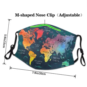 Mapa Świata Ekologiczna Maska Do Twarzy Ocean Ziemia Kurz Anty Mgła Ochronna Maski