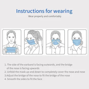 Maska Na Twarz 3 Warstwy Meltblown Włókniny, Jednorazowe Chirurgiczne Maski Niebieski Anty-Kurz Twarz Usta Maska Z Skrzynią Ochrony Unisex