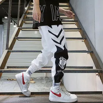 Meble ubrania hip-hop biegaczy spodnie Męskie luźne spodnie do kostek spodnie sportowe casual spodnie dresowe biały Techwear