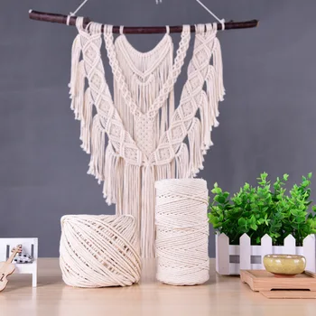 Meetee 1-5 mm naturalny beżowy bawełna skręcone макраме sznury liny rzemiosła DIY handmade wiersz ścienne tkaniny przewód tekstylia do domu wystrój