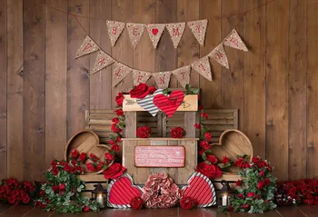 Mehofond Walentynki fotografia ślub tło czerwone róże kwiaty retro tekstura drewna dla dzieci tło studio fotograficzne rekwizyty