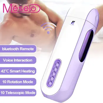 Meselo Electric Gorący Masturbator Cup Vibrations Automatic Rotating Intelligent Voice Interaction Sex Machine Sex Zabawki Dla Mężczyzn