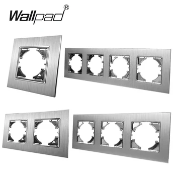 Metal 16A EU Socket with Dust Cap Wallpad 86*86mm 110V-240V AC Silver Metal Wall Panel Power Supply 16A Schuko Socket with Claws