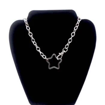 Metal punk kolor srebrny łańcuch naszyjnik prosty geometryczny pięcioramienna gwiazda wisiorek naszyjnik Dla kobiet moda biżuteria naszyjnik
