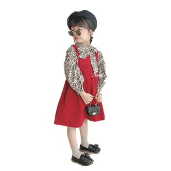 Mihkalev New Kids księżniczki 2020 jesienny zestaw ubrań Dziewczynka 2 szt Fall Outft koszulka z długim rękawem +sukienka dzieci odzież dziecięca