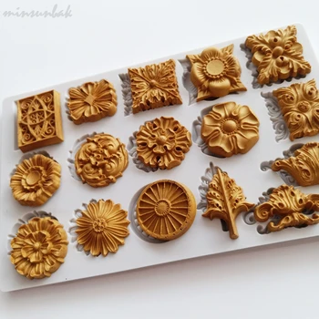 Minsunbak European Retro Embossed Silicone Fondant Mold Jewels Jewelry Chocolate Sugarcraft Mold Cake Decorating Tool