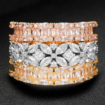 Missvikki 2020 nowy wspaniały szeroki sześciennych Cyrkon Kryształ pierścienie dla kobiet szlachetna wesele ślub rocznica prezent biżuteria